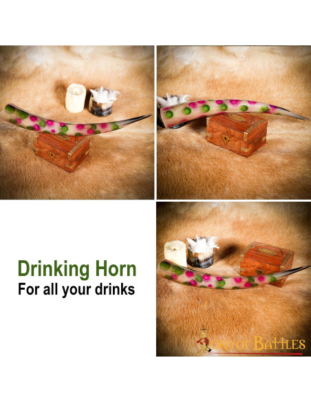 Corno per bere decorato con puntini...