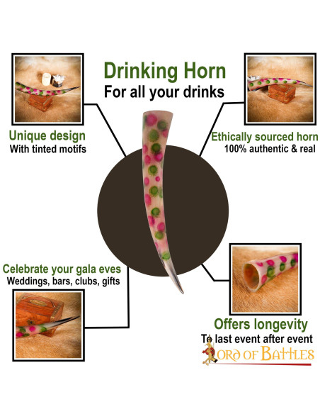 Corno per bere decorato con puntini...
