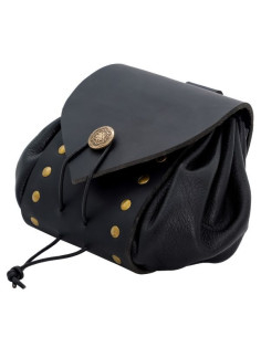 Marsupio medievale in pelle con bottone in ottone... 2