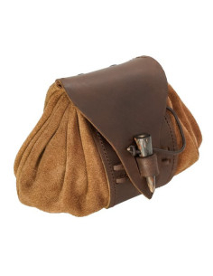 Marsupio medievale in pelle con chiusura in corno 2