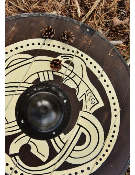 Scudo vichingo con bestia dipinto a...