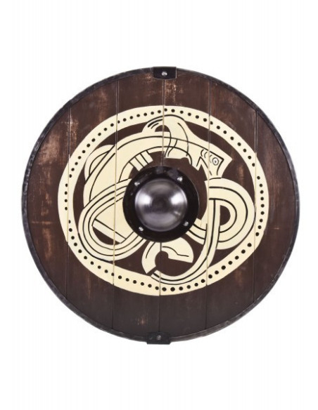 Scudo vichingo con bestia dipinto a...