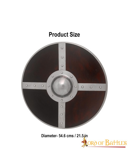 Scudo vichingo in legno con umbone in...