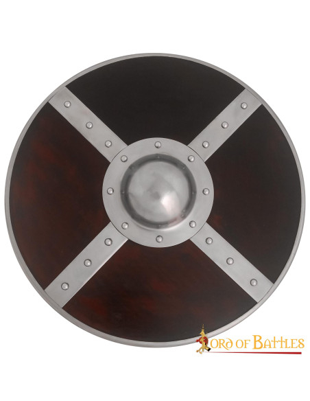 Scudo vichingo in legno con umbone in...