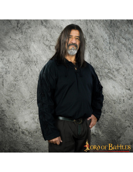 Camicia medievale Thor nera per uomo