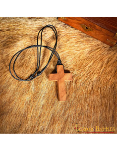 Ciondolo croce cristiana in legno
