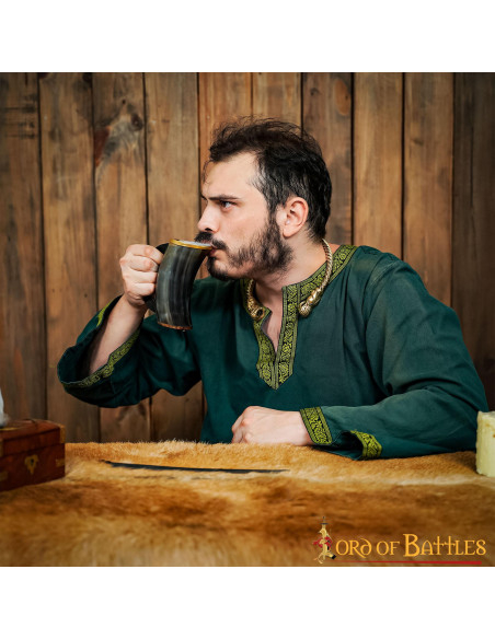 Tazza vichinga in pelle di bue e...