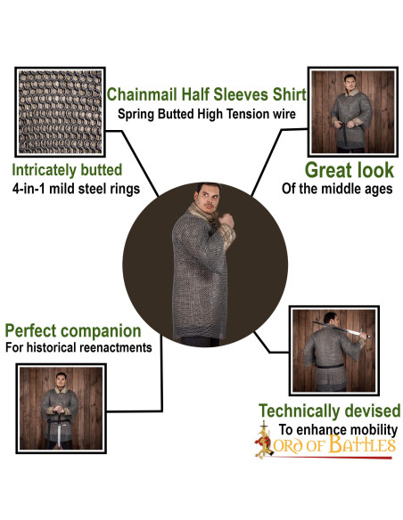 Cotta di maglia Haubergeon medievale,...