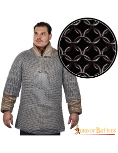 Cotta di maglia Haubergeon medievale, acciaio per molle