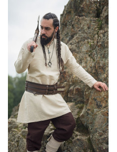 Tunica di lino vichingo modello Ragnar, colore bianco...