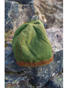 Cappello vichingo verde modello Anders, con ricamo