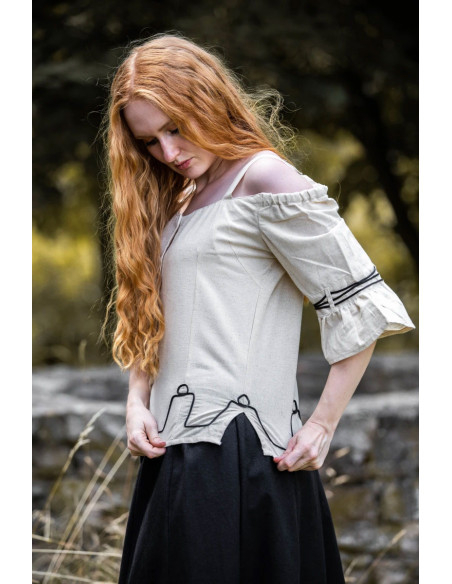 Blusa crema medievale con ricami