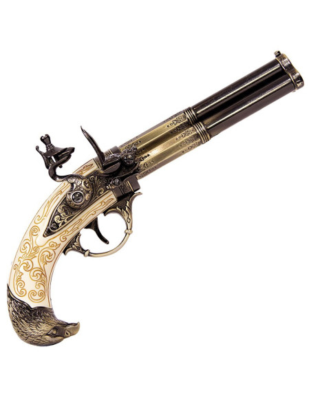 Pistola a pietra focaia 3 canne,...