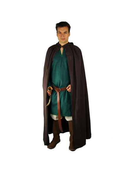 Lungo mantello medievale marrone scuro