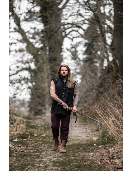 Camicia medievale nera senza maniche Camicia medievale nera senza maniche