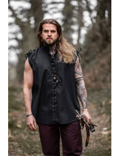 Camicia medievale nera senza maniche