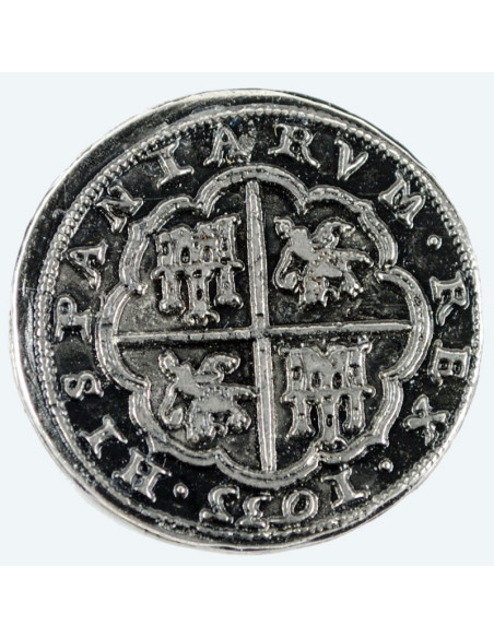 Moneta in argento da 8 reales, 3,5 cm.