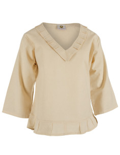Camicetta medievale in cotone modello Josefina, crema