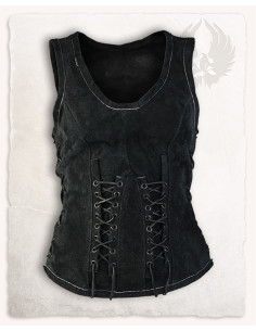 Corpetto medievale in pelle modello Sarina, nero