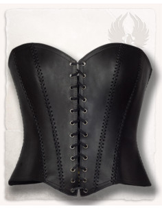 Corpetto medievale in pelle modello Tamara, nero
