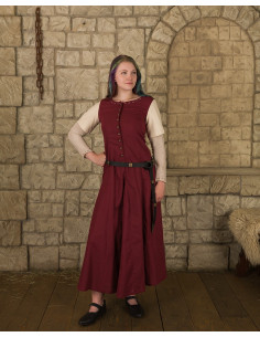 Abito medievale da donna modello Elodie, bordeaux-panna