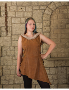 Abito medievale con cappuccio modello Freya, marrone