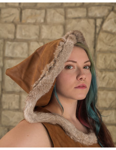 Abito medievale con cappuccio modello Freya, marrone 2