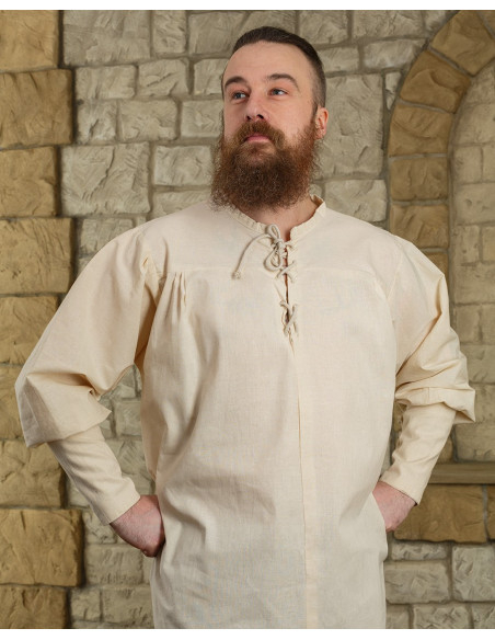 Camicia in cotone medievale Simon, crema