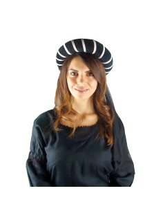 Copricapo medievale per donna, nero-crema