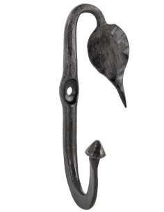 Gancio da parete forgiato a mano con foglia (10 cm.)