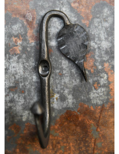 Gancio da parete forgiato a mano con foglia (10 cm.) 2