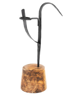 Candelabro medievale da tavolo con base in legno (30 cm.)