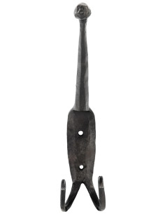 Gancio medievale in ferro battuto per 2 abiti (17 cm.)