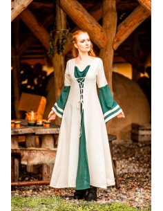 Abito medievale modello Dorothea, colore verde-naturale