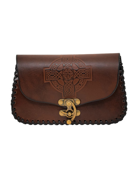 Borsa in pelle con croce celtica in...
