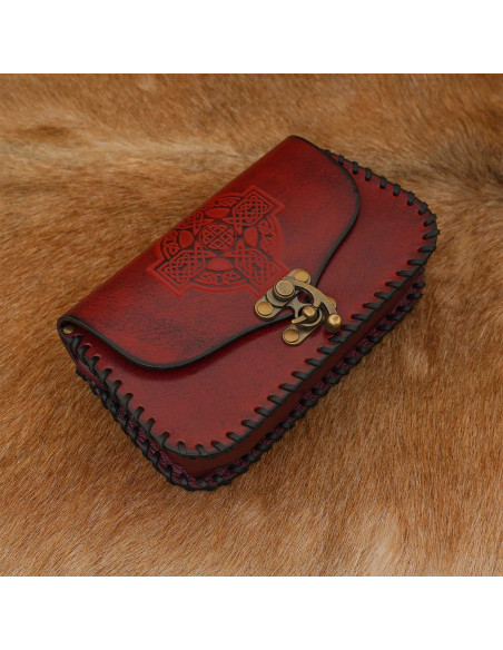 Borsa in pelle con croce celtica in...