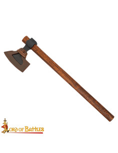 Ascia vichinga in acciaio con fodero in cuoio (58,5 cm.)