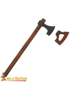 Ascia vichinga in acciaio con fodero in cuoio (58,5 cm.) 2
