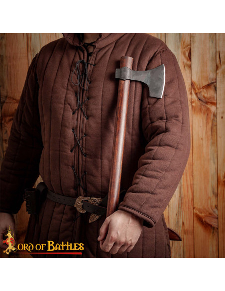 Ascia vichinga in acciaio con fodero...