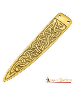 Punta cintura medievale con nodi celtici in ottone (9 cm.)
