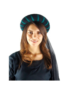 Copricapo medievale per donna, nero-verde