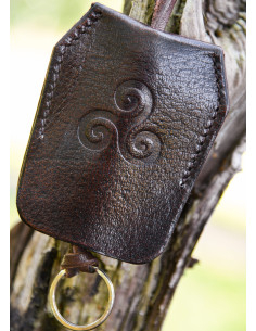Portachiavi in pelle celtica con Triskelion - Marrone 2