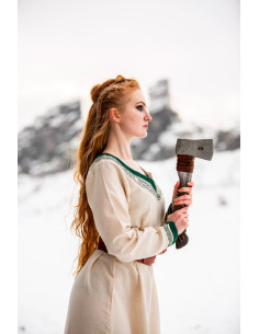 Abito vichingo modello Lagertha, verde naturale 2