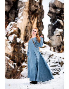 Abito vichingo in lino modello Anna, blu