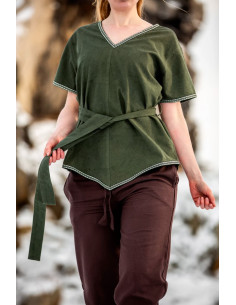 Tunica medievale da donna modello Matilda, verde 2