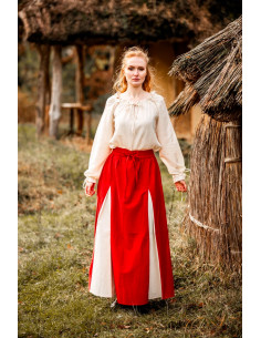 Gonna medievale modello Isabella, rosso-naturale