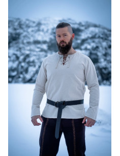 Camicia da uomo medievale modello Otto, naturale