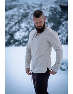 Camicia da uomo medievale modello Otto, naturale 2