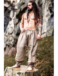 Pantaloni vichinghi in lino Wodan, grigi