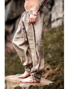 Pantaloni vichinghi in lino Wodan, grigi 2
